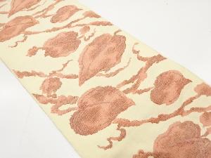 手織り紬　蔦の葉模様織り出し名古屋帯